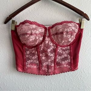 Vintage Red Lace Longline Bustier Corset Top